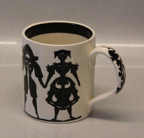 H-2 Mug 9.5 cm. White Silhuettes - Paper cuts by HC Andersen Royal Copenhagen 
Aluminia Faience 
