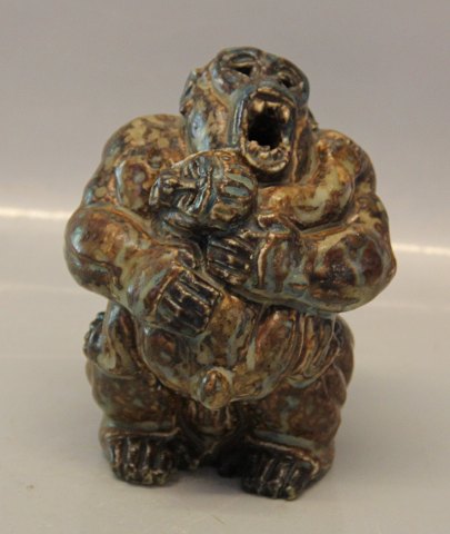 Royal Copenhagen Art Pottery Unique - Monkey with young Knud Kyhn 1936 15 cm 
Gorilla?