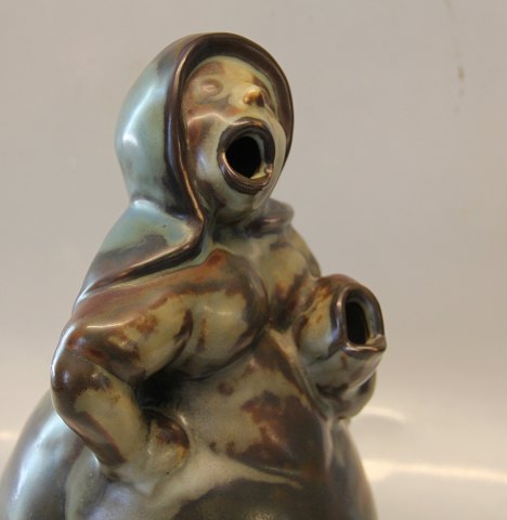 B&G Art Pottery B&G K 255 Skovshoved woman with fish 30 x 18 cm Axel Brüel 1931