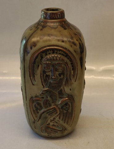 3544 RC Vase with figural relief 22.5 cm Jais Nielsen Sung Glaze
 Royal Copenhagen Art Pottery