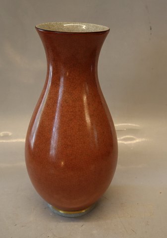 212-3473 Kgl. Orange vase med gråt og guld 25 cm Kongelig Dansk  Craquelé, 
Craquele